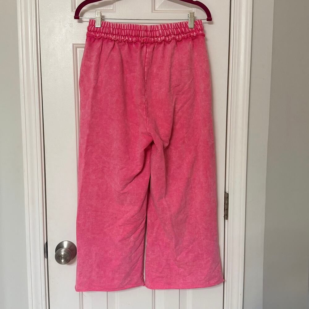 ZENANA • Pink Cropped Wide Leg Comfy Pants - Picture 5 of 5